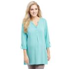 Maternity Oh Baby By Motherhood&trade; Mixed-media Henley Tunic, Women's, Size: Large, Green Oth