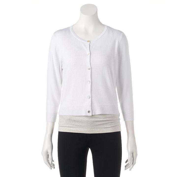 Women's Ronni Nicole Cropped Cardigan, Size: Large, White