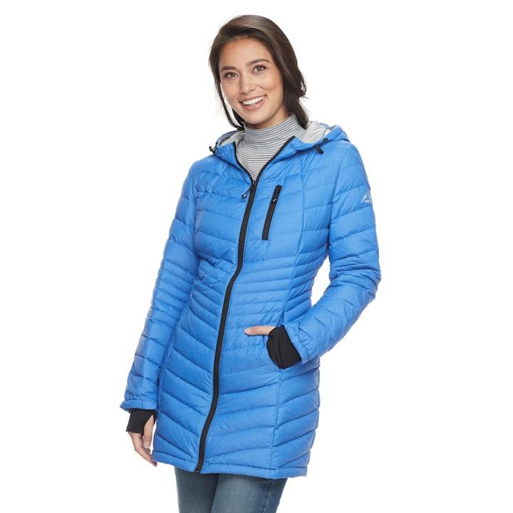Women's Halitech Lightweight Packable Puffer Coat With Hood, Size: Xl, Blue