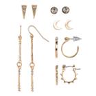 Mudd&reg; Hoop, Bar Link, Crescent & Triangular Nickel Free Earring Set, Women's, Gold
