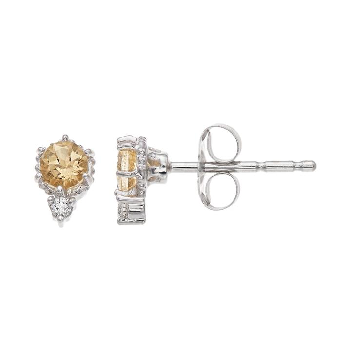 Lc Lauren Conrad 10k White Gold Citrine & Diamond Accent Stud Earrings, Women's, Yellow