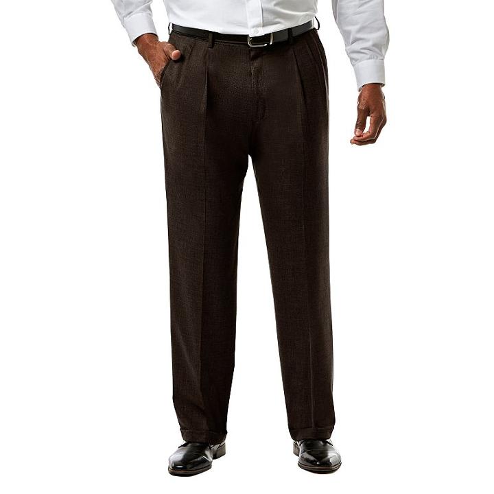 Big & Tall J.m. Haggar Premium Classic-fit Sharkskin Stretch Pleated Suit Pants, Men's, Size: 56x32, Dark Brown