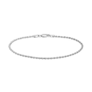 Sterling Silver Rope Chain Bracelet, Women's, Size: 7, Grey