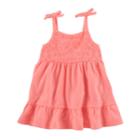 Baby Girl Oshkosh B'gosh&reg; Embroidered Ruffle-hem Dress, Size: 3 Months, Pink