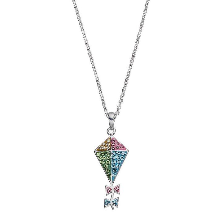 Silver Luxuries Silver Tone Kite Pendant Necklace, Women's, Multicolor