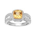 Sterling Silver Citrine & Lab-created White Sapphire Halo Ring, Women's, Size: 8, Orange