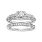 14k White Gold Igl Certified 1 Carat T.w. Diamond Halo Engagement Ring Set, Women's, Size: 7