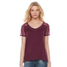 Women's Rock & Republic&reg; Mesh Grommet Tee, Size: Xl, Red