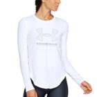 Women's Under Armour Big Logo Crew Long Sleeve Graphic Tee, Size: Medium, White