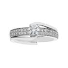 14k White Gold 3/4 Carat T.w. Igl Certified Diamond Interlock Engagement Ring Set, Women's, Size: 9