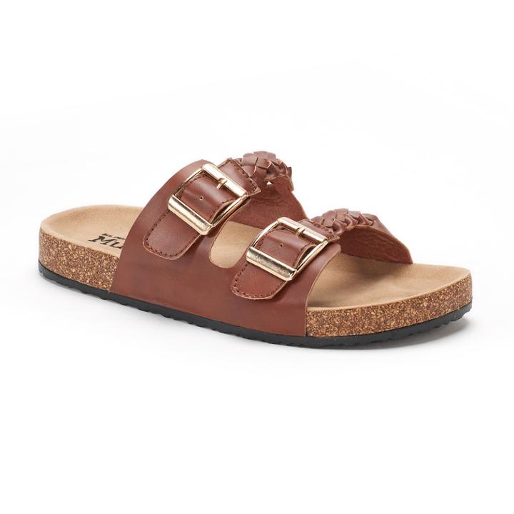 Women's Mudd&reg; Braided Double Strap Slide Sandals, Size: Xl, Med Brown