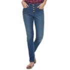 Women's Sonoma Goods For Life&trade; Button High Waist Skinny Jeans, Size: 2 T/l, Med Blue