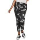 Juniors' Plus Size So&reg; Floral Yoga Ankle Leggings, Teens, Size: 1xl, Black