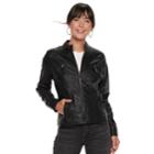 Women's Apt. 9&reg; Faux Leather Moto Jacket, Size: Large, Black