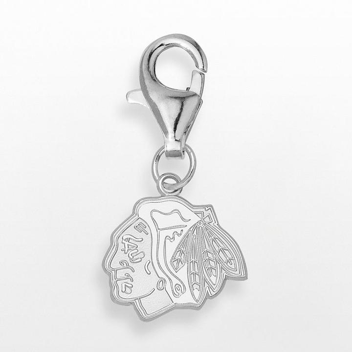 Logoart Chicago Blackhawks Sterling Silver Logo Charm, Women's, Grey