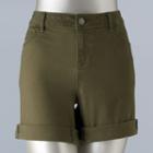 Women's Simply Vera Vera Wang Cuffed Twill Shorts, Size: 10, Green