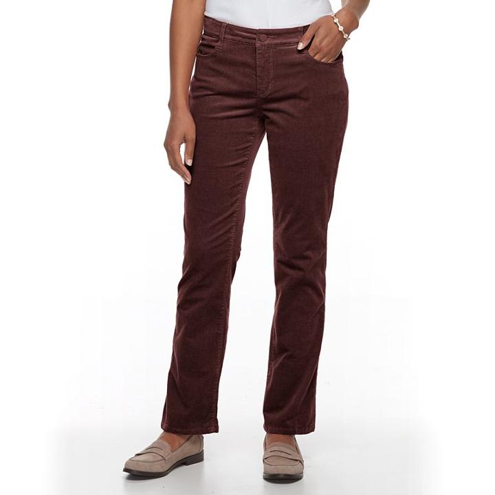Petite Croft & Barrow&reg; Tummy Slimming Boot-cut Corduroy Pants, Women's, Size: 12 T/l, Dark Brown