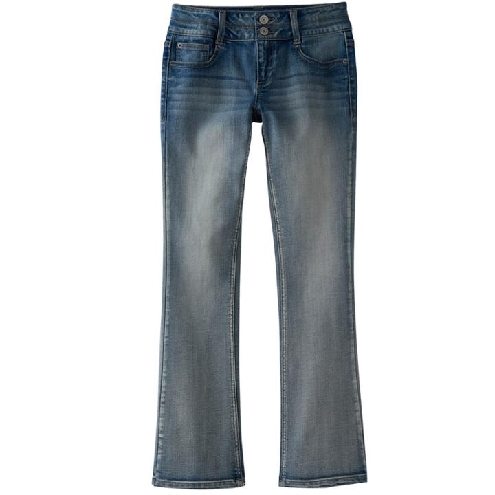 Girls Plus Size Mudd&reg; Double Button Skinny Bootcut Jeans, Size: 16 1/2, Blue Other