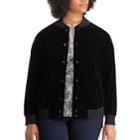 Plus Size Chaps Velvet Baseball Jacket, Women's, Size: 3xl, Black