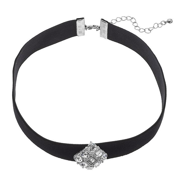 Mudd&reg; Simulated Crystal Velvet Choker Necklace, Girl's, Black