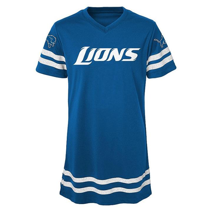 Girls 7-16 Detroit Lions Football Dress, Girl's, Size: L(14), Blue