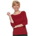 Women's Croft & Barrow&reg; Button-shoulder Boatneck Top, Size: Large, Dark Red