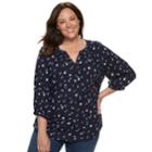 Plus Size Croft & Barrow&reg; Splitneck Peasant Top, Women's, Size: 4xl, Dark Blue