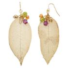Beaded Nickel Free Leaf Drop Earrings, Women's, Multicolor