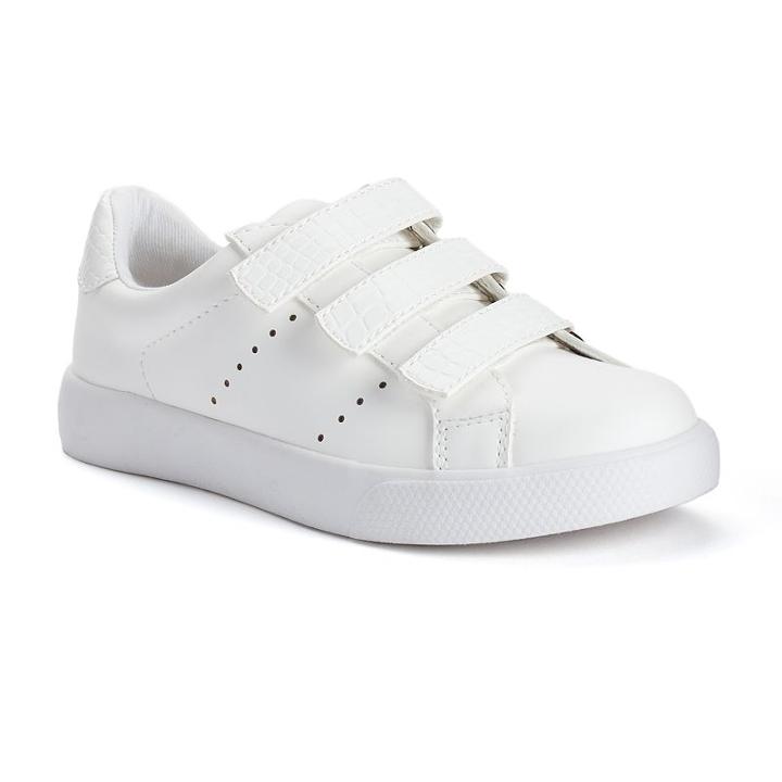 So&reg; Girls' Triple-strap Casual Sneakers, Girl's, Size: 1, White