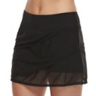 Women's Croft & Barrow&reg; Tummy Slimmer Mesh Layered Swim Skirt, Size: 14, Black