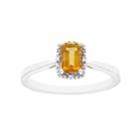 Sterling Silver Citrine & Diamond Accent Rectangle Halo Ring, Women's, Size: 7, Yellow