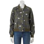 Juniors' Cloud Chaser Floral Camo Bomber Jacket, Girl's, Size: Xl, Brt Green