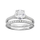 Sterling Silver Lab-created White Sapphire Engagement Ring Set, Women's, Size: 6