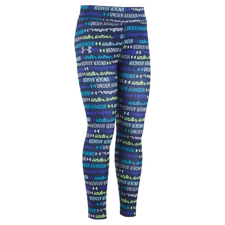 Girls 4-6x Under Armour Wordmark Print Leggings, Size: 6x, Med Blue