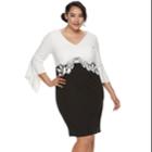 Plus Size Chaya Bell Sleeve Colorblock Dress, Women's, Size: 24 W, Grey (charcoal)