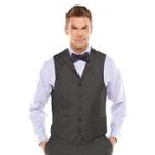 Men's Savile Row Sharkskin Gray Suit Vest, Size: Small, Grey