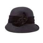 Scala Wool Felt Cloche Hat, Women's, Black