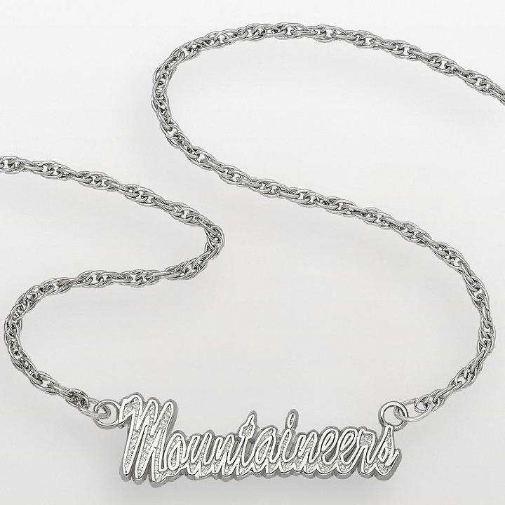 West Virginia Mountaineers Sterling Silver Script Pendant, Women's, Size: 18, Grey