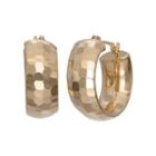 14k Gold Hammered Hoop Earrings, Women's, Yellow