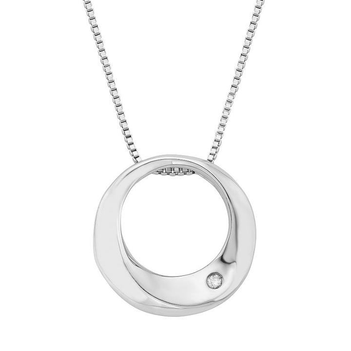 Sterling Silver Diamond Accent Circle Pendant Necklace, Women's, Size: 16, Grey