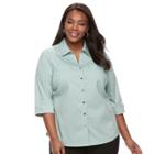 Plus Size Women's Croft & Barrow&reg; Knit-to-fit Shirt, Size: 3xl, Green Oth