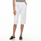 Petite Gloria Vanderbilt Thea Button-tab Capris, Women's, Size: S Petite, White