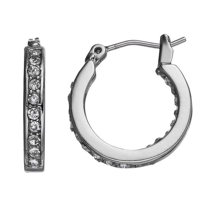 Simply Vera Vera Wang Simulated Crystal Inside Out Hoop Earrings, Women's, Med Grey
