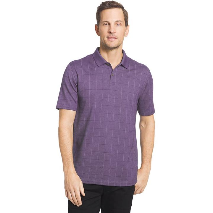 Big & Tall Van Heusen Flex Stretch Windowpane Polo, Men's, Size: 2xl Long, Purple Oth