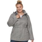 Plus Size D.e.t.a.i.l.s Hooded Fleece Anorak Jacket, Women's, Size: 1xl, Salt And Pepper