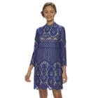 Juniors' Up By Ultra Pink Mockneck Lace Shift Dress, Girl's, Size: Large, Dark Blue