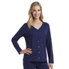 Women's Jockey Pajamas: Cotton Sleep Cardigan, Size: Small, Blue (navy)