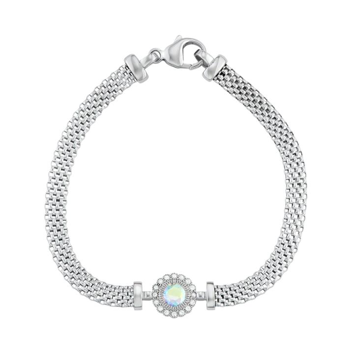 Sterling Silver Mesh Cubic Zirconia Halo Bracelet, Women's, Size: 7.25, White