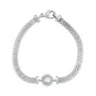 Sterling Silver Mesh Cubic Zirconia Halo Bracelet, Women's, Size: 7.25, White