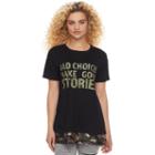 Madden Nyc Juniors' Sequin Hem Graphic Tee, Teens, Size: Medium, Oxford